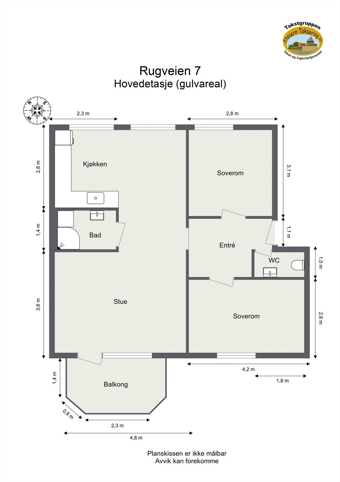 Praktisk planløsning med to soverom og egen balkong. Galleribilde
