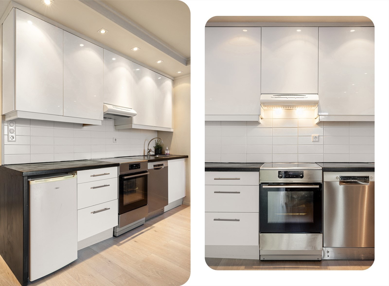 Fliser over benkeplaten gir en elegant finish Galleribilde