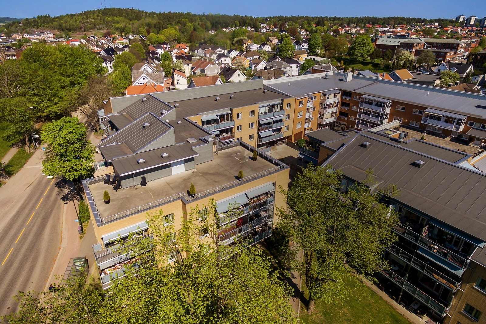 Dronefoto 4 Takterrasse Midtløkken II Borettslag Galleribilde