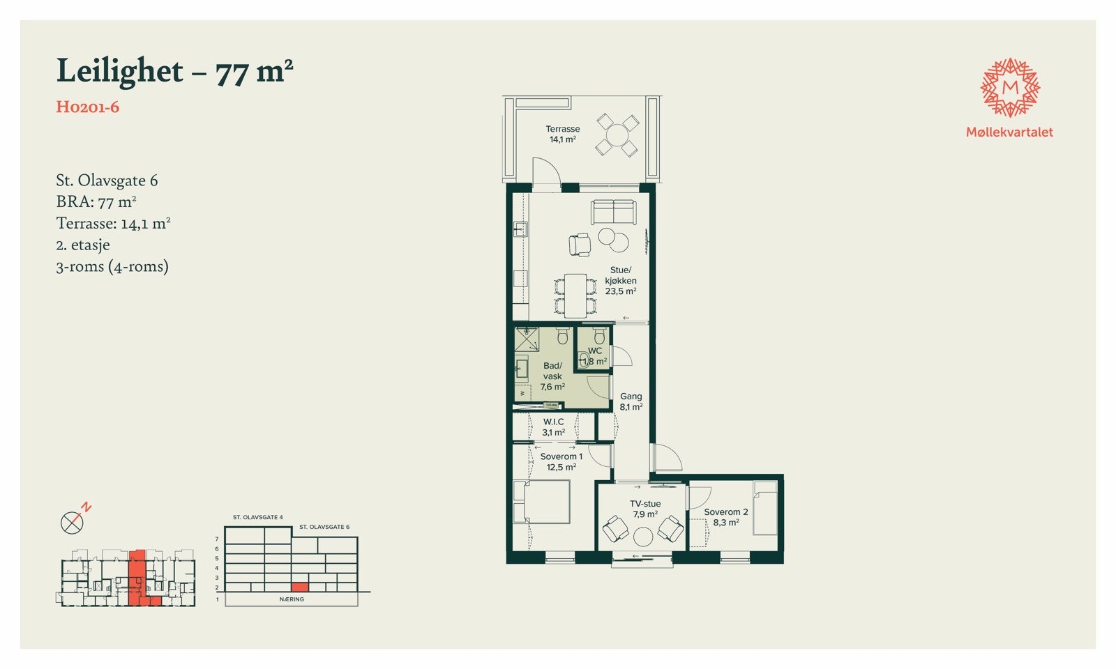 Plantegning for leilighet 202 (tidligere 201-6). Plantegningen inneholder eldre arealbetegnelser og oppgitte arealer vil derfor avvike fra arealoppmåling. Tegningen er kun ment for å vise planløsningen av leiligheten. Galleribilde