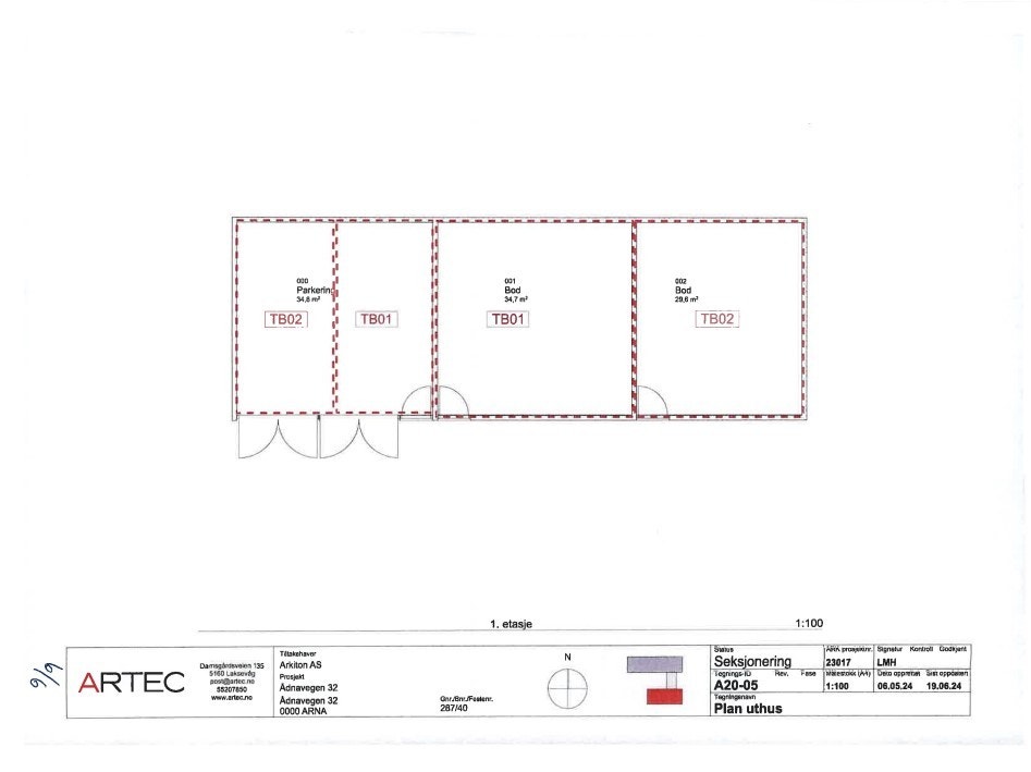 Plantegning tidligere garasje/uthus/lager/bod Galleribilde