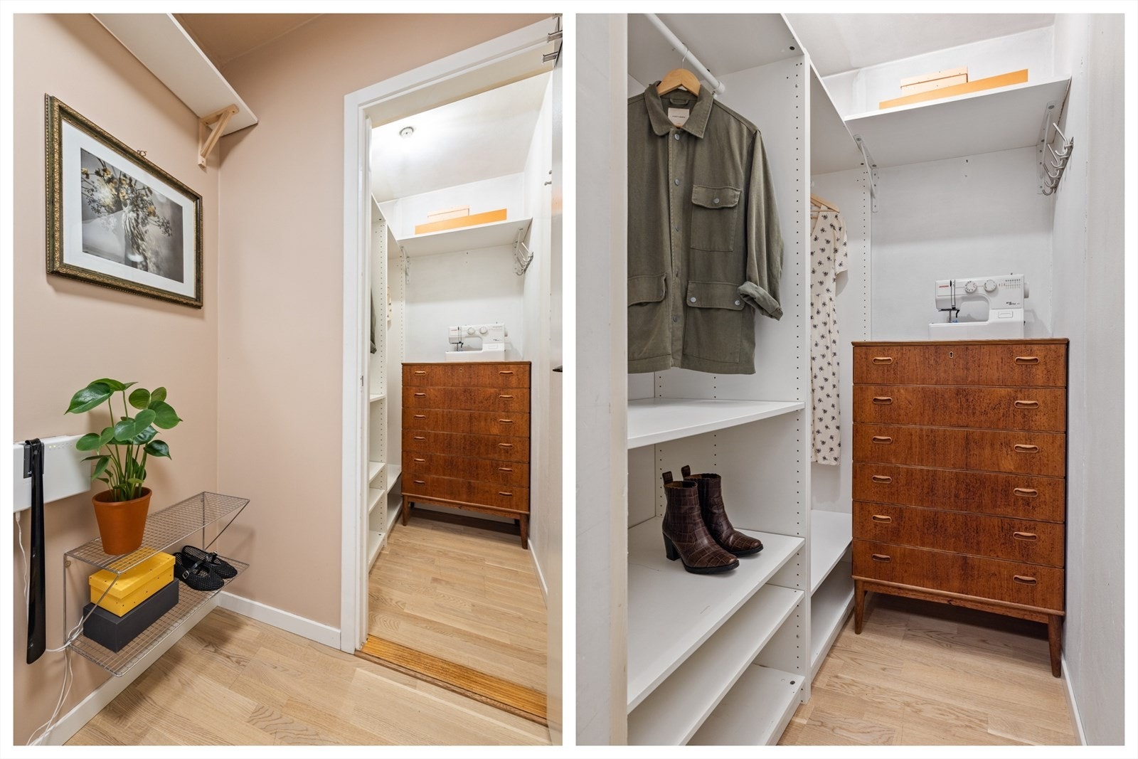 God oppbevaringsplass i praktisk innvendig bod/ garderobe på 2 kvm med adkomst fra entré. Galleribilde