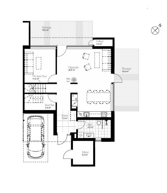 Plantegning for 1. etasje. Galleribilde
