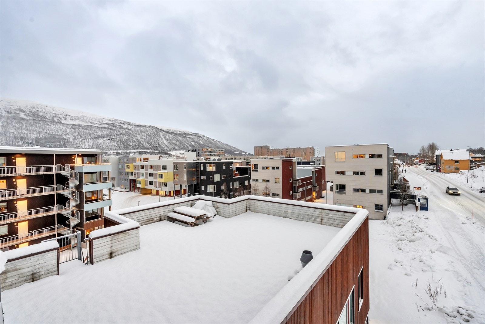 Utsikt mot felles takterrasse. Galleribilde