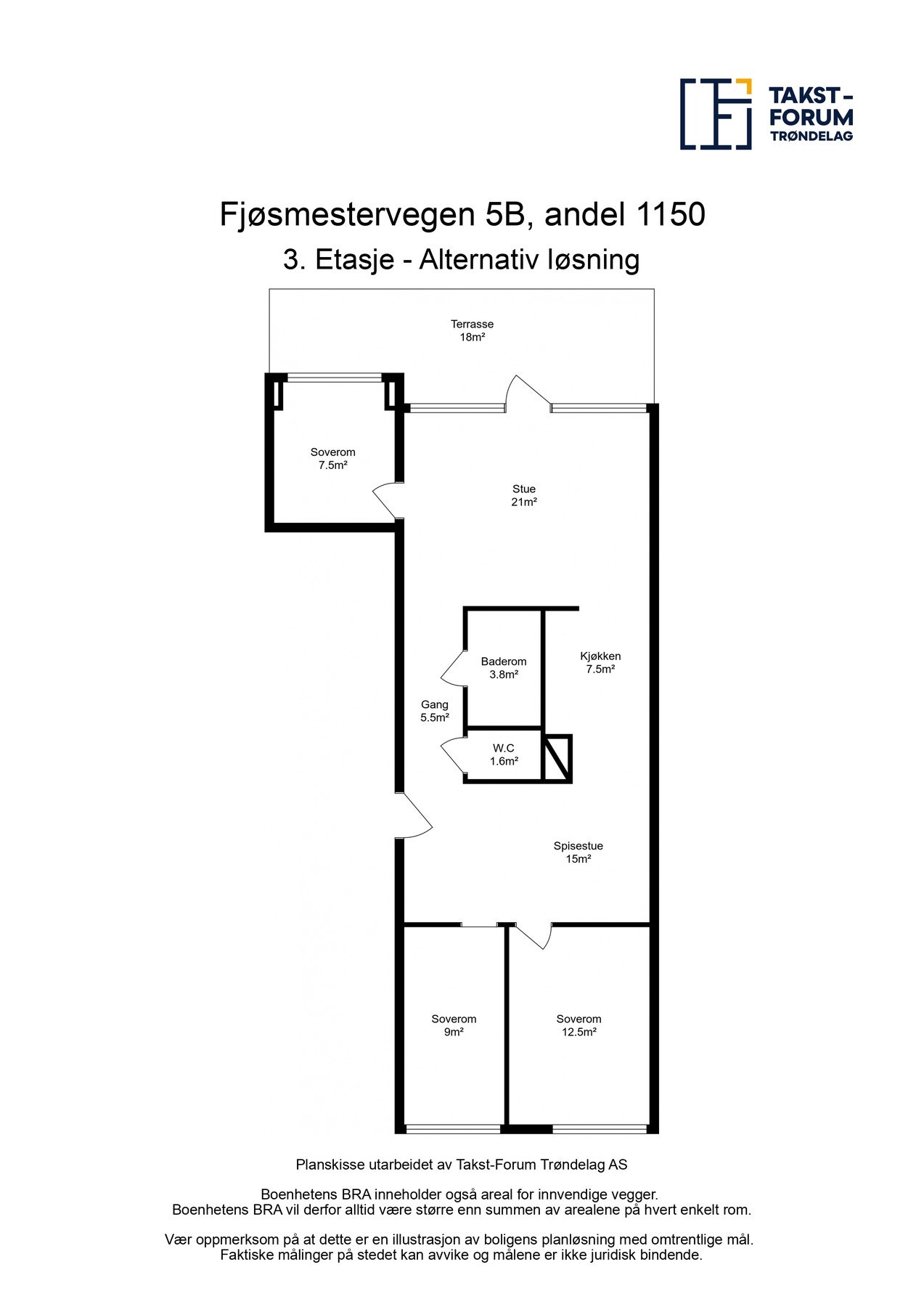 Opprinnelig planløsning med 3 soverom Galleribilde