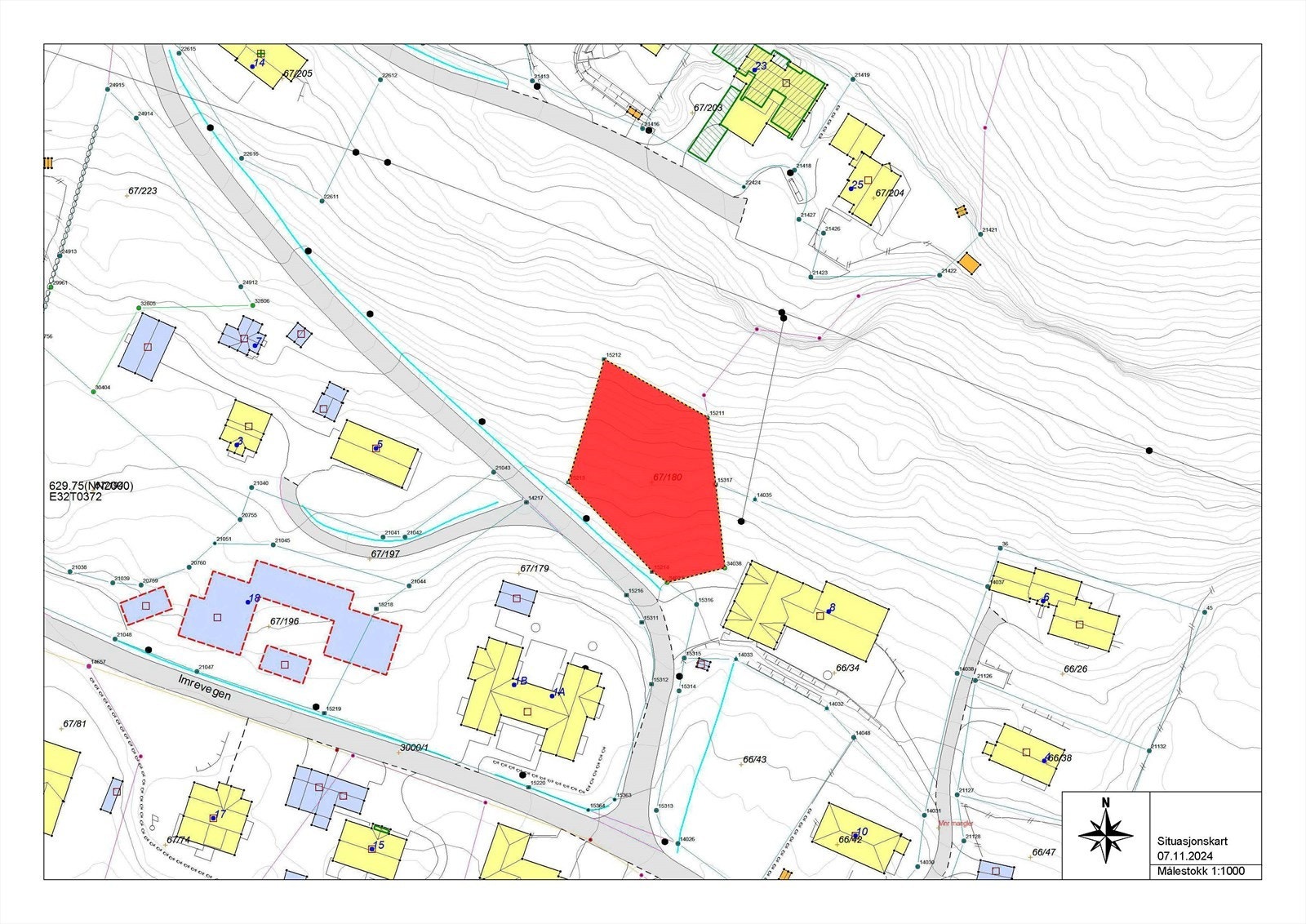 Situasjonskart over tomta. Galleribilde
