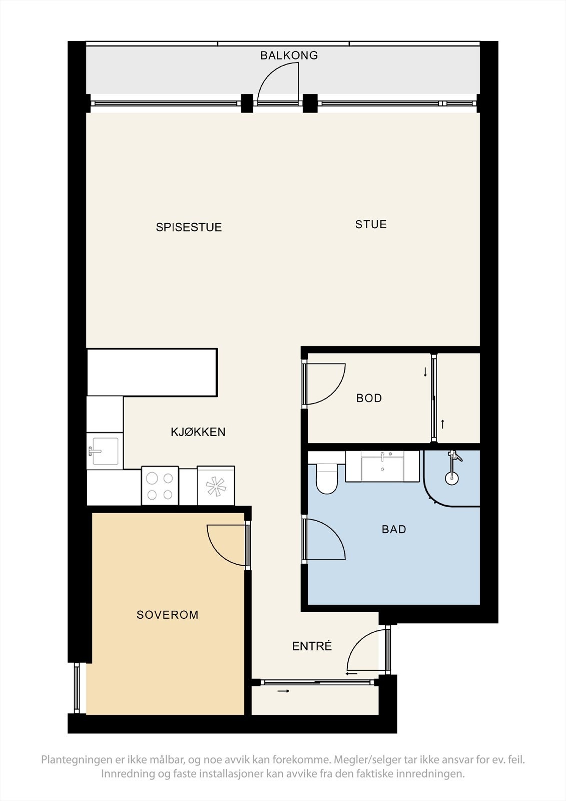 Leiligheten har en praktisk og fin planløsning Galleribilde