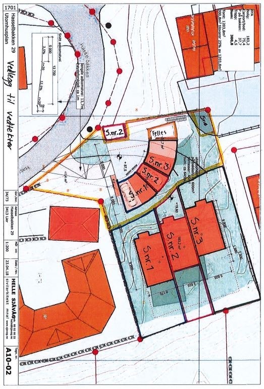 Kartskisse i seksjoneringen viser fordelingen av uteområdene - herværende bolig har seksjon nr. 2 Galleribilde