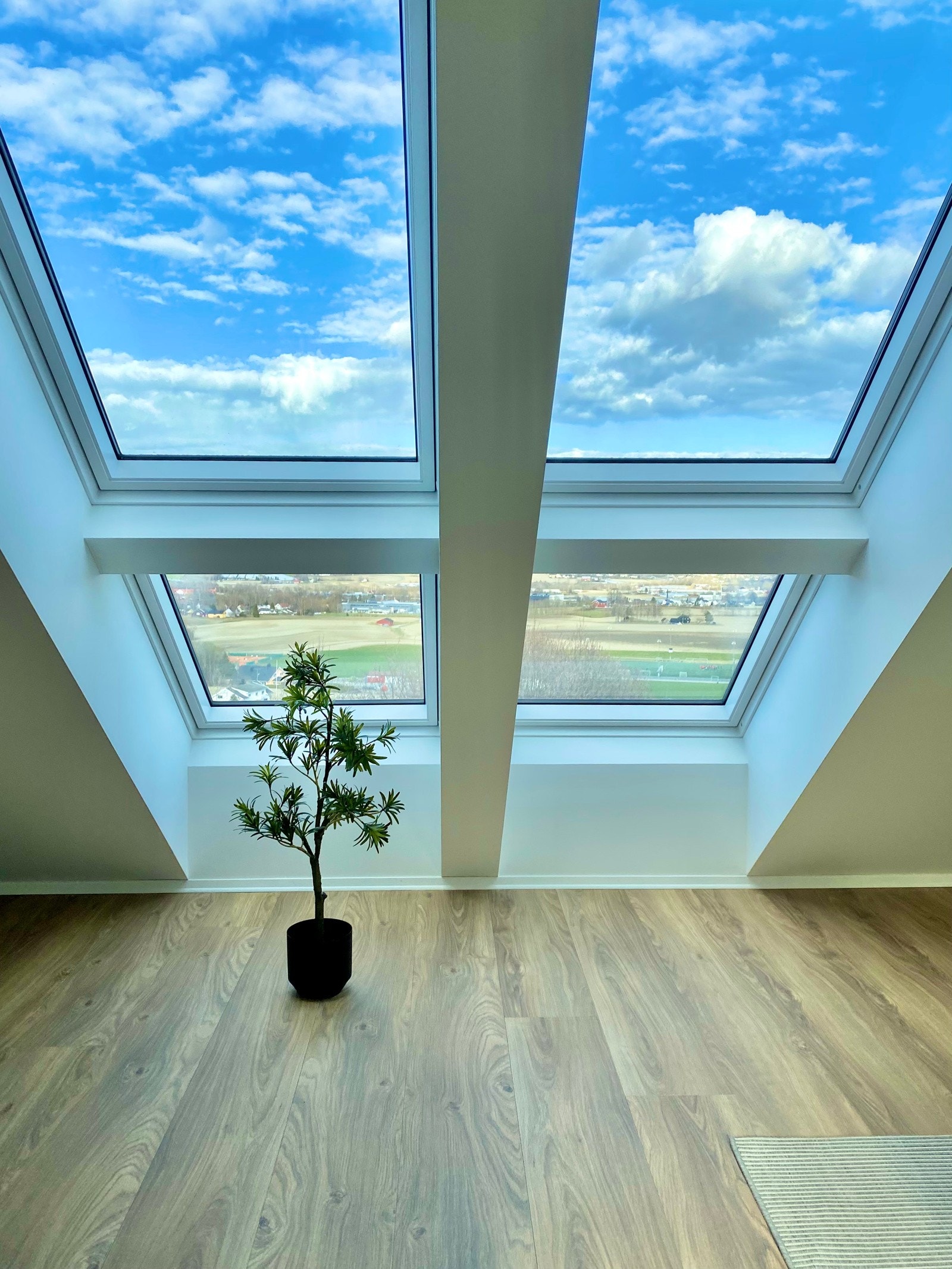 4 store takvinduer gir panoramautsikt mot Lierdalen Galleribilde