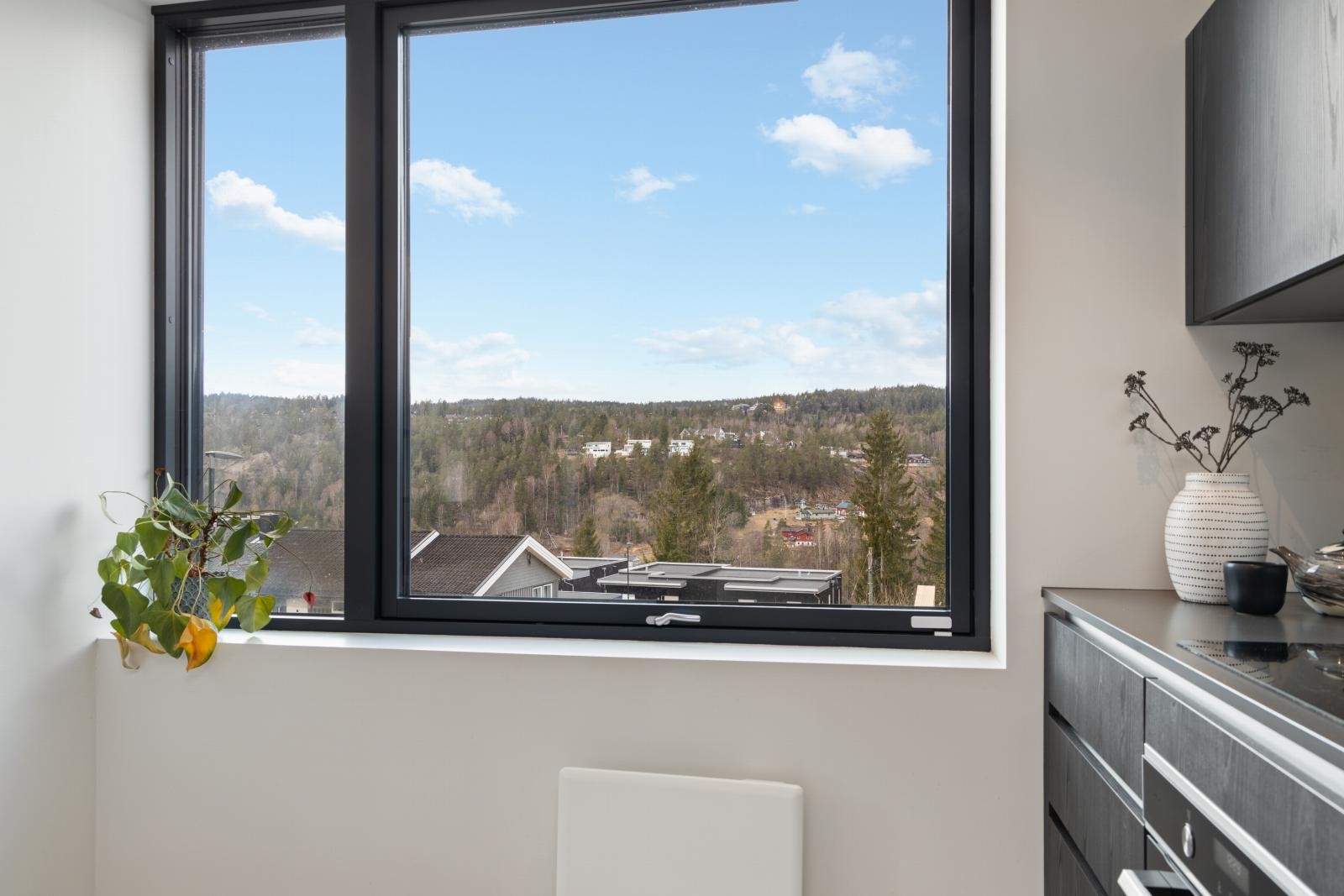Fin utsikt fra kjøkkenvinduet. Galleribilde