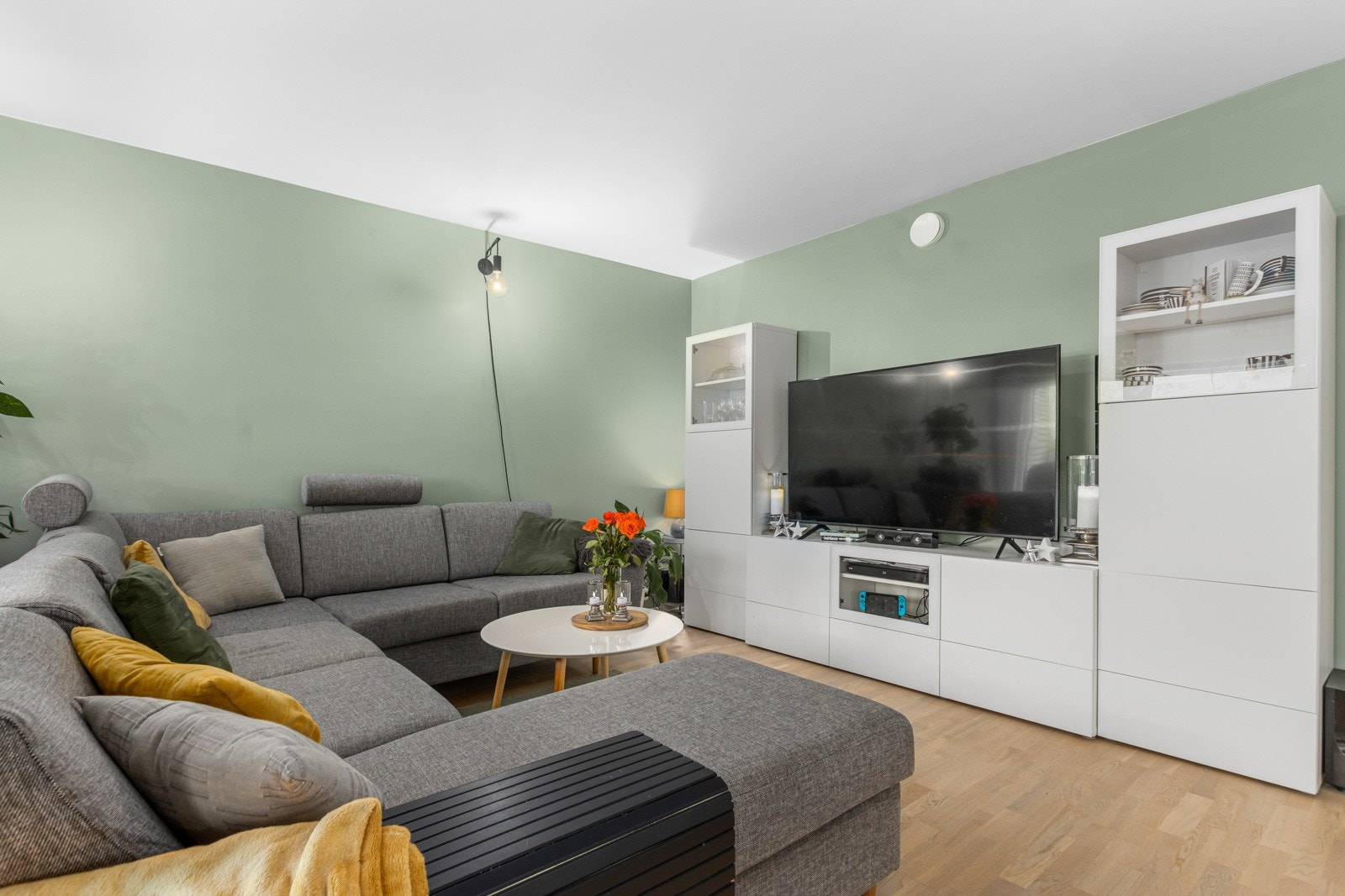 Stue og kjøkken utgjør hele 38m². Galleribilde