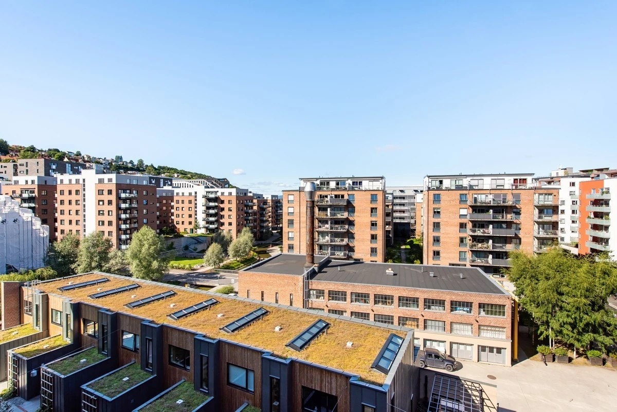 Flott utsikt over Kværnerbyen og Ekebergskrenten. Galleribilde