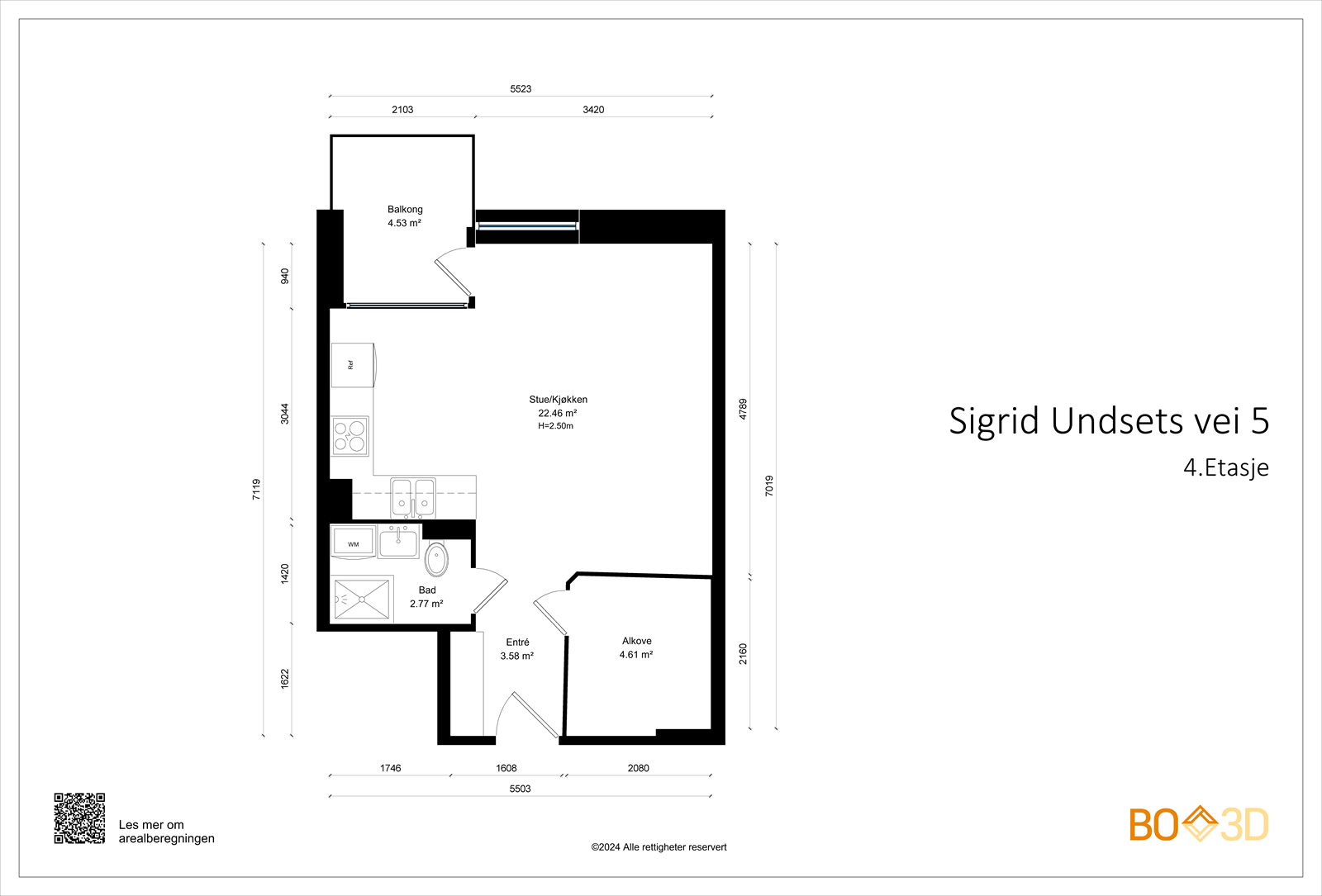 Målsatt plantegning. Galleribilde