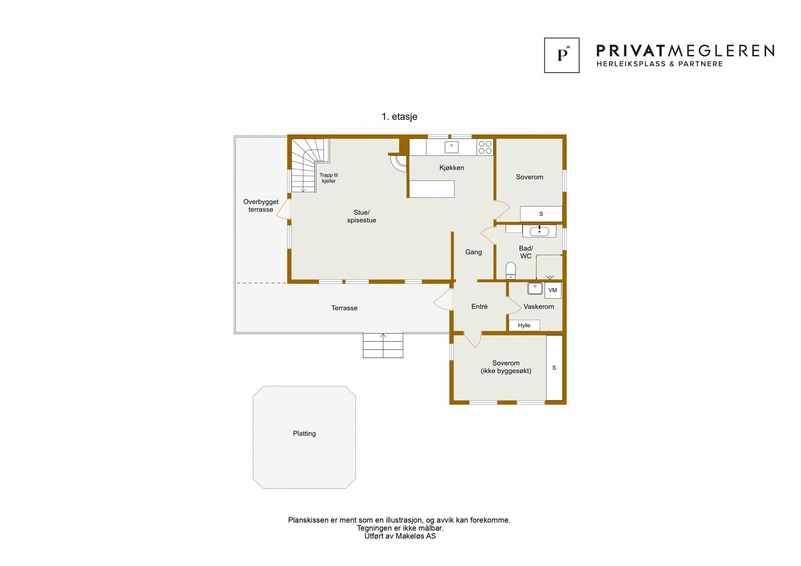 Plantegning bolig hovedetasje (illustrasjon, avvik kan forekomme) Galleribilde
