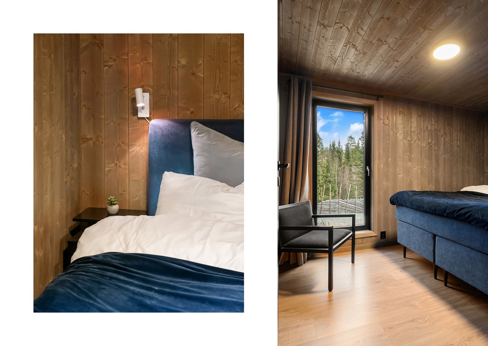 Også her er det plass for stor dobbeltseng med tilhørende nattbord og eksempelvis et lite garderobeskap eller en kommode. Galleribilde