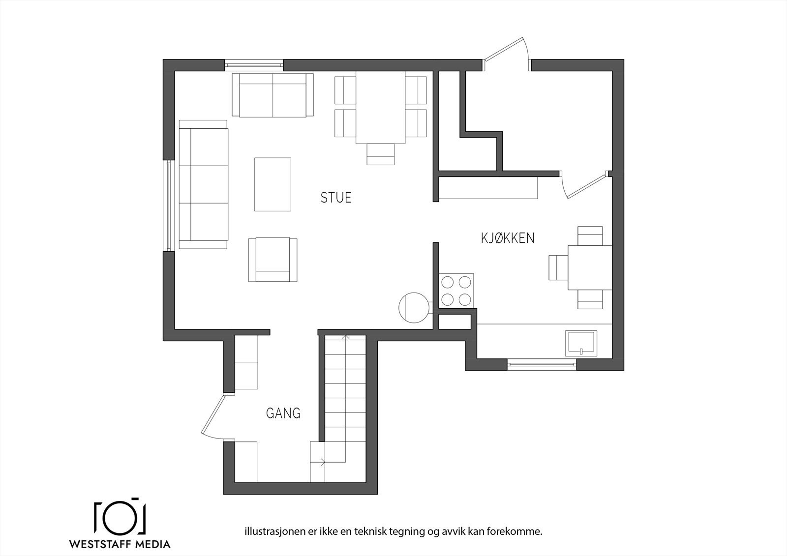 Plantegning hovedetasjen Galleribilde
