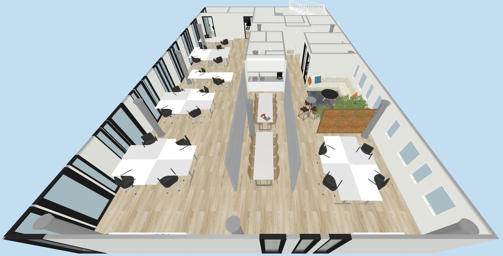 Tenkt løsning åpent kontorfellesskap Galleribilde