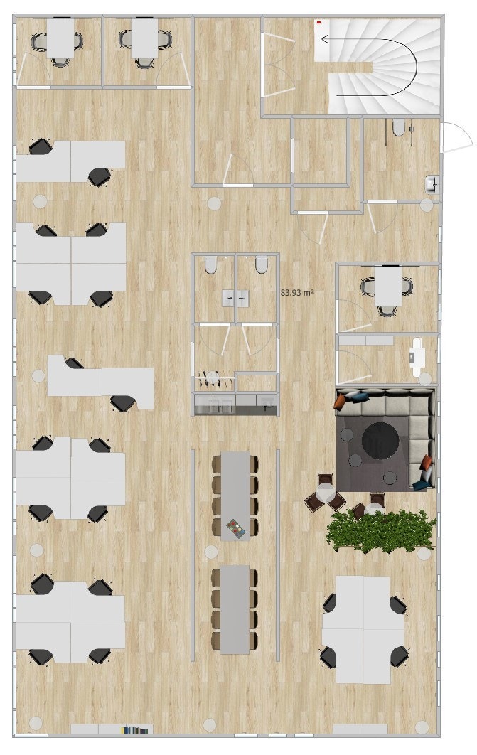 Prosjektert løsning med åpent kontorfellesskap Galleribilde