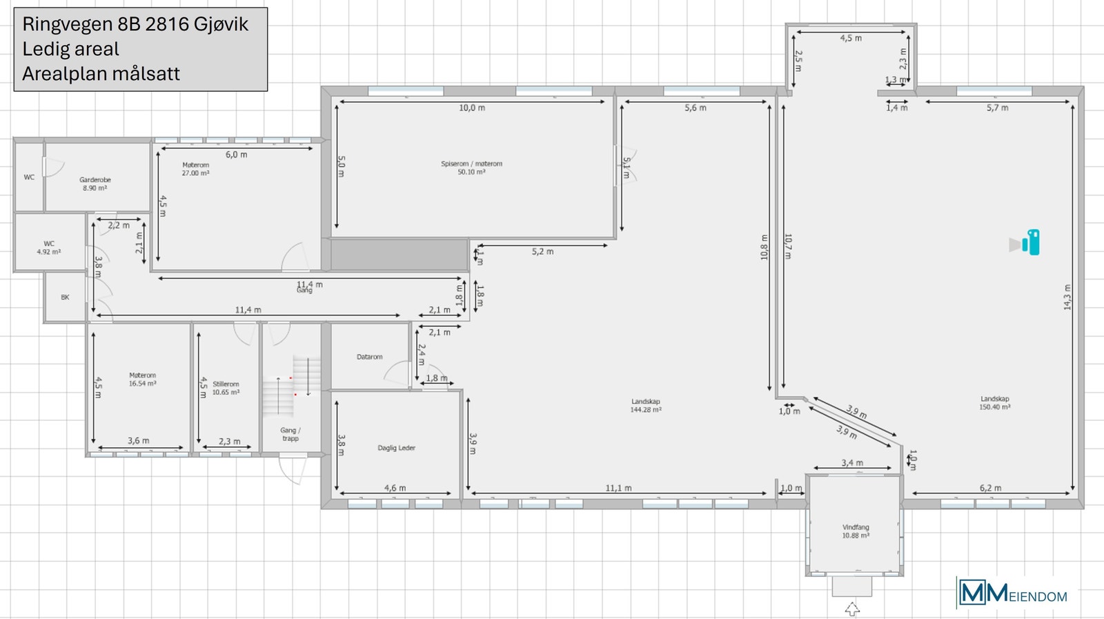 Arealplan eksisterende løsning, målsatt Galleribilde