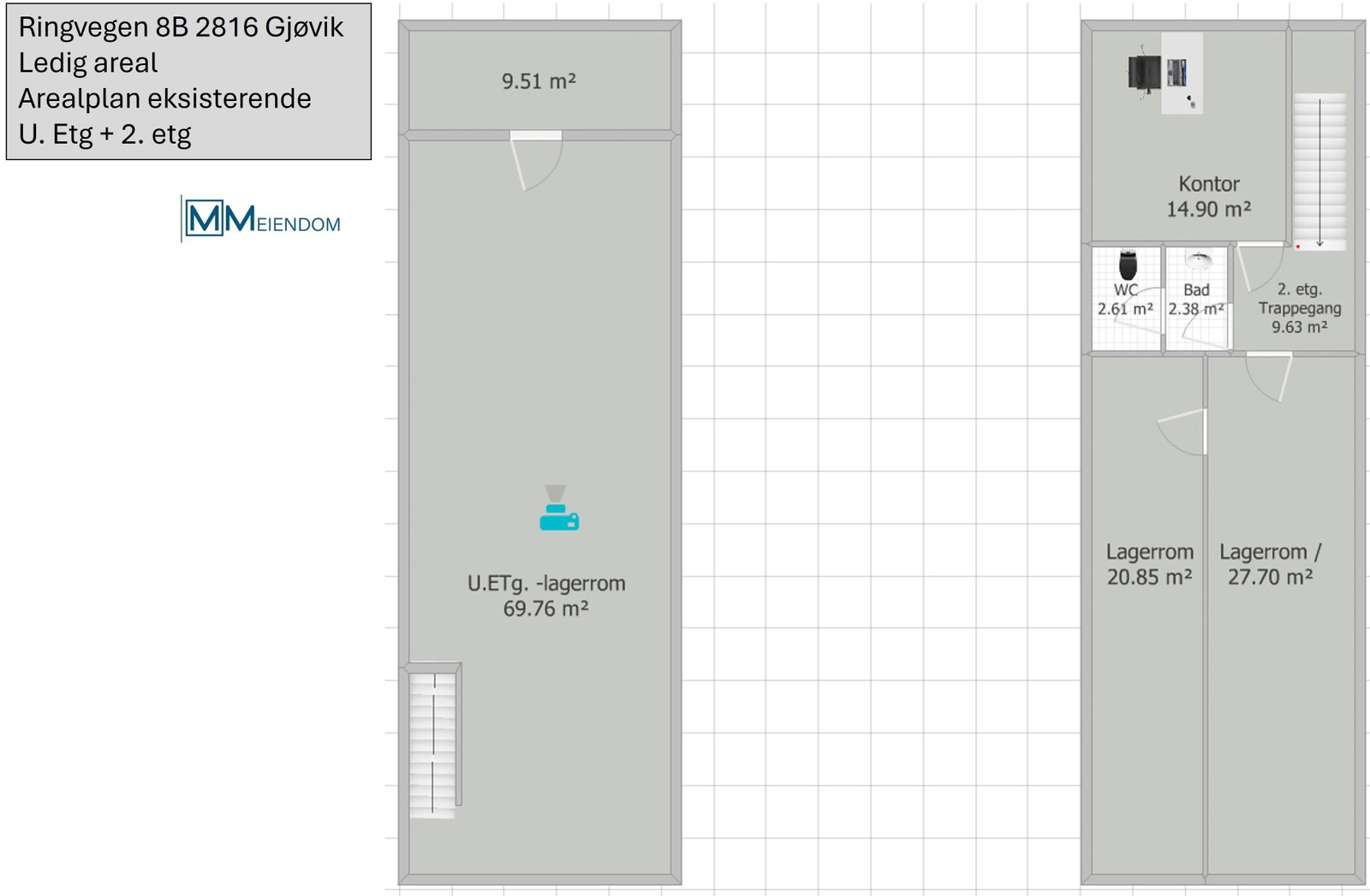 Arealplan u.etg og 2.etg. Galleribilde