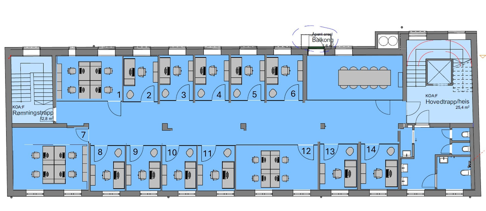 Plantegning med eksempel på innredning