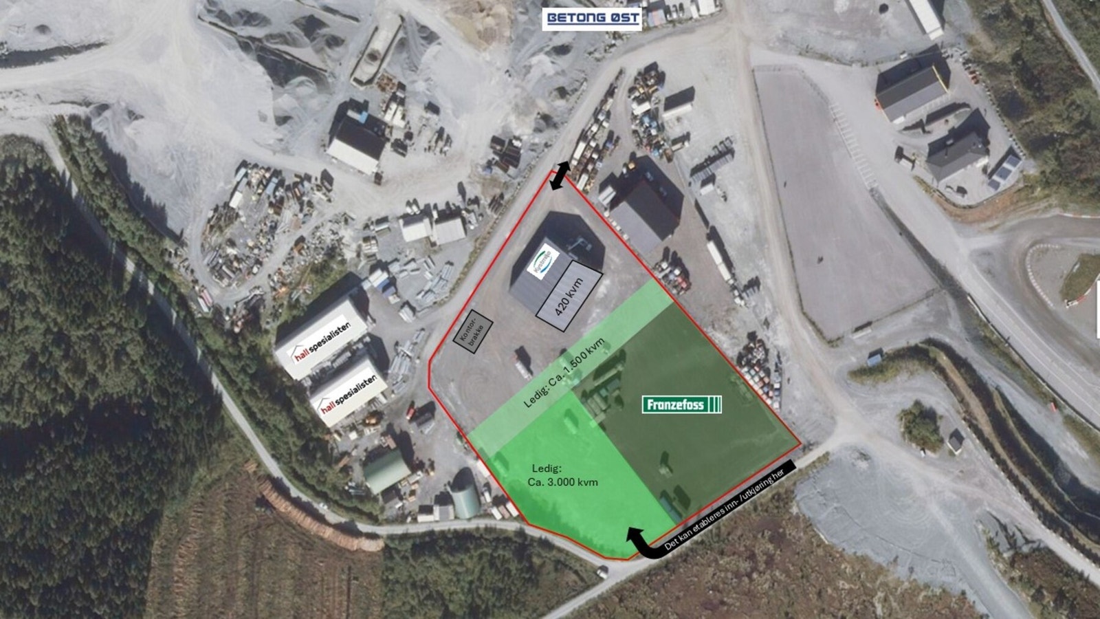 Muligheter for leie av asfaltert areal eller oppgruset og planert areal. Galleribilde