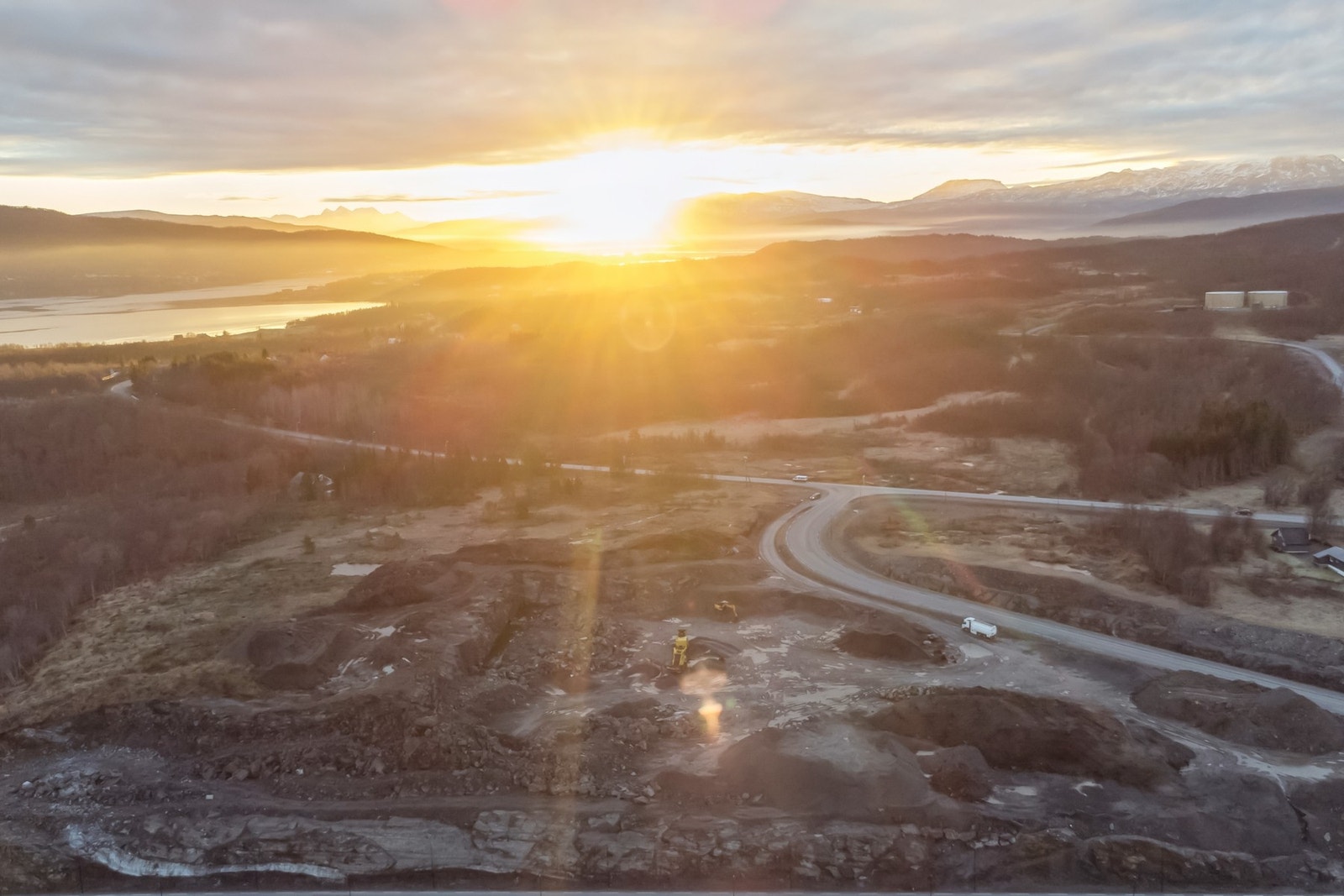 Drone av BN2 og området mot Silsand og Finnsnes Sentrum. Galleribilde