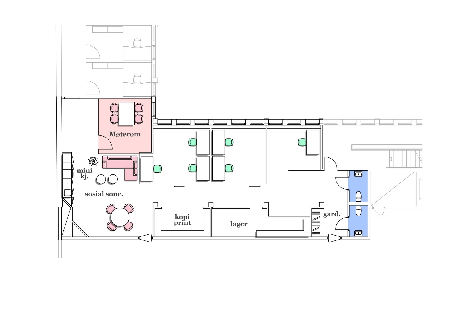 Planskisse 215 kvm BTA Galleribilde
