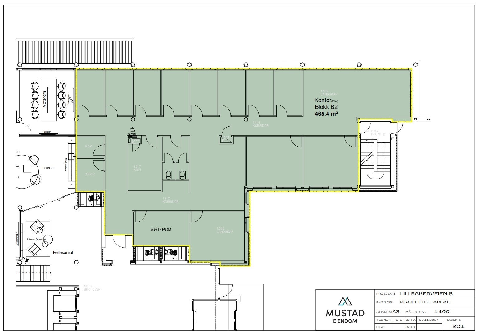 Plantegning av arealene i 1. etasje Galleribilde