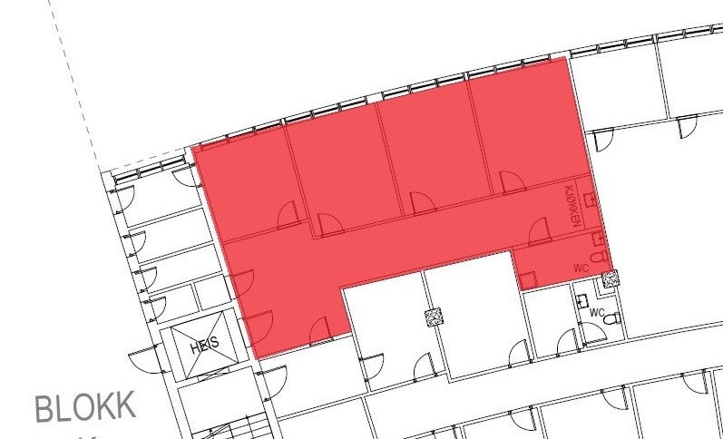 lokalet er merket i rødt. Galleribilde