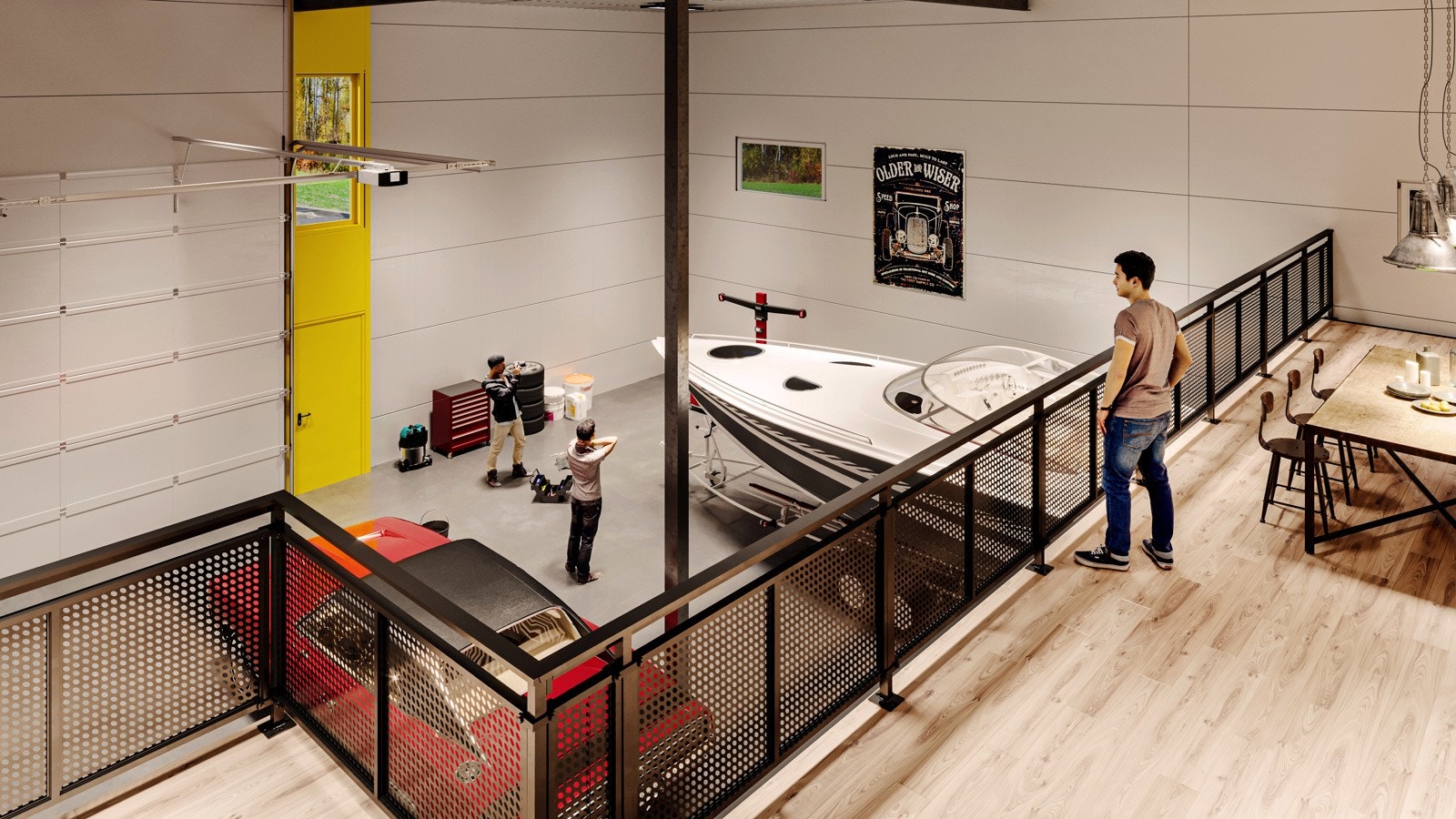 Her er seksjonen vist med mesanin (tilvalg). Galleribilde