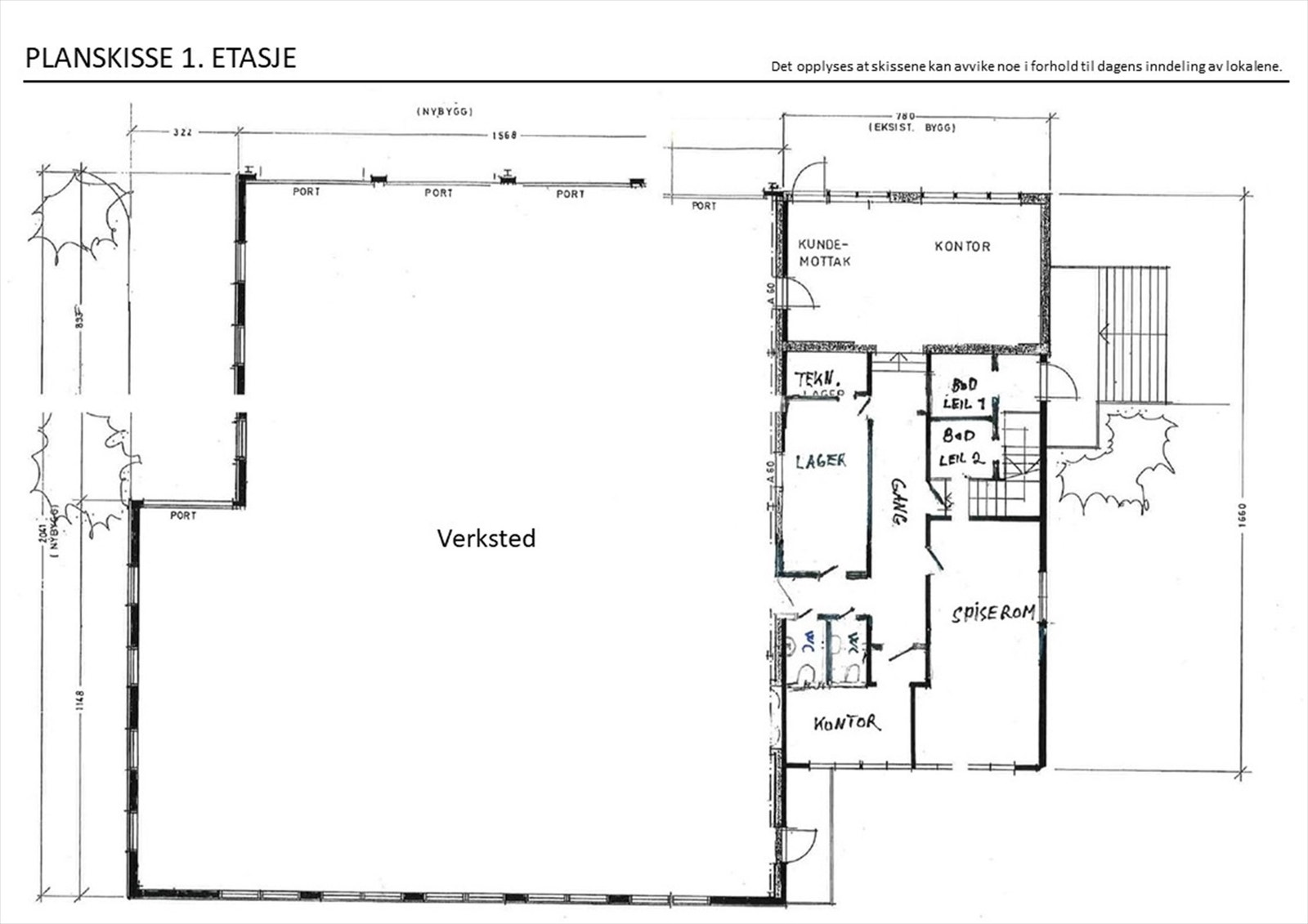 Planskisse 1. etasje. Galleribilde