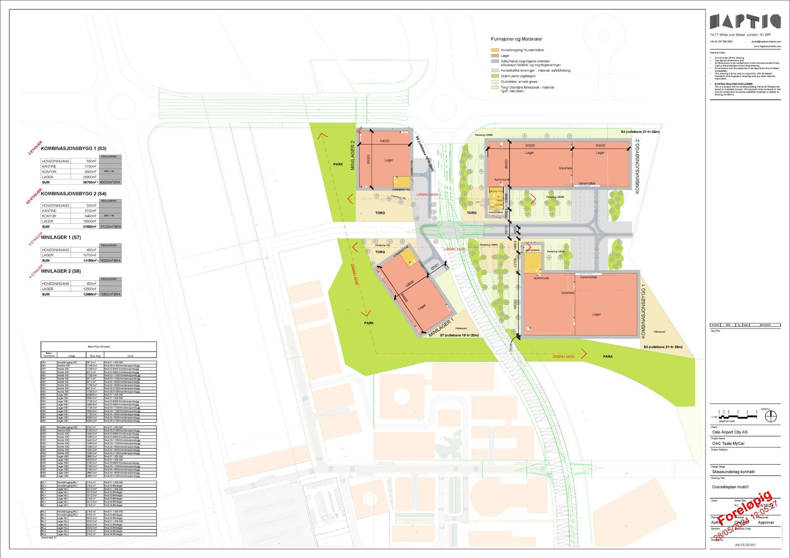 Utkast til grunnflater for prosjektene på sentralområdet Galleribilde