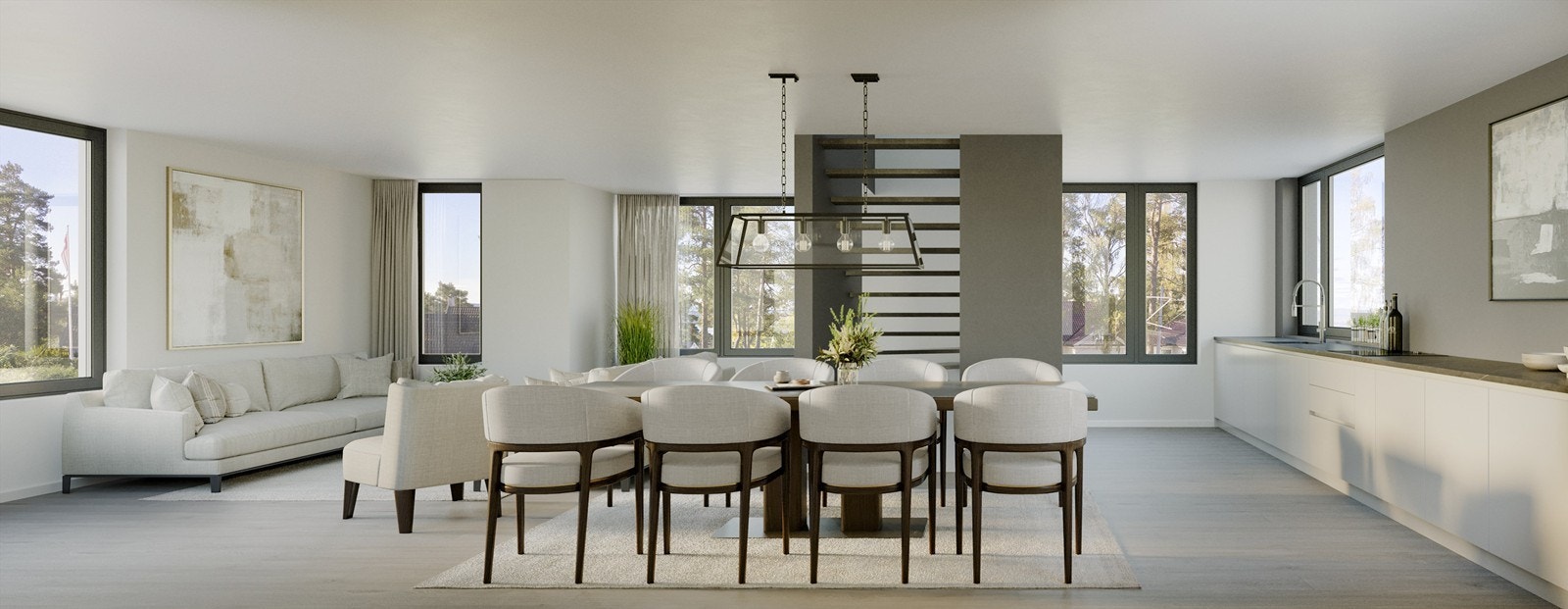 3 D illustrasjon stue og kjøkken (avvik vil forekomme). Galleribilde