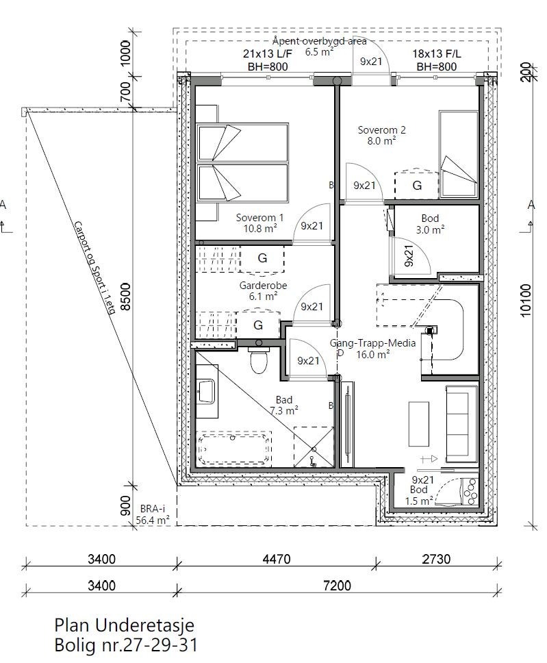 Alternativ planløsning u. etg. Galleribilde