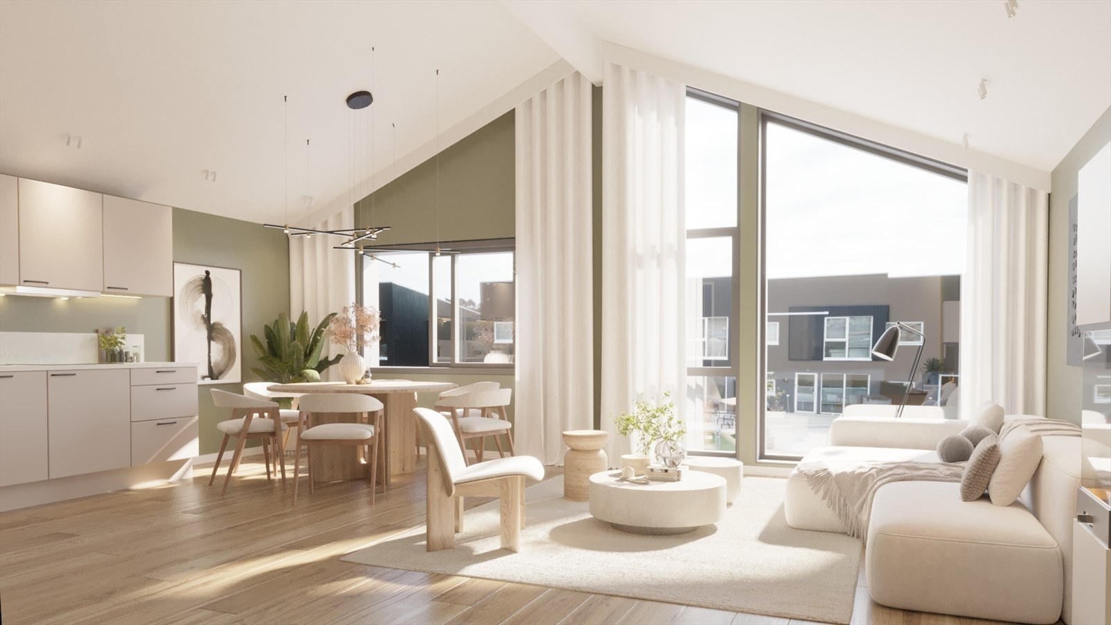 Store vindusflater og åpen takhøyde. Illustrasjon Galleribilde