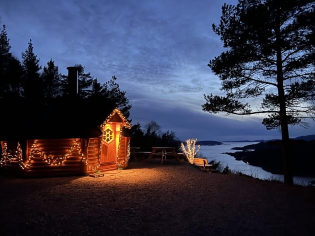 Grillhytta med utsikt til utløpet av Sognefjorden Galleribilde