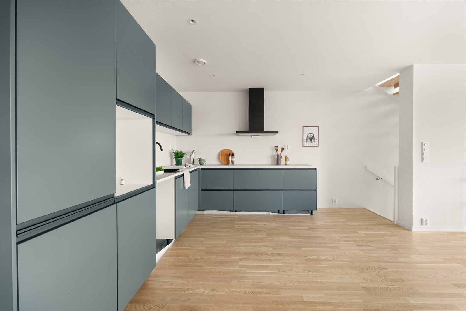 Integrerte hvitevarer vil bestå av stekeovn, platetopp, oppvaskmaskin og kjøl/frys. Galleribilde