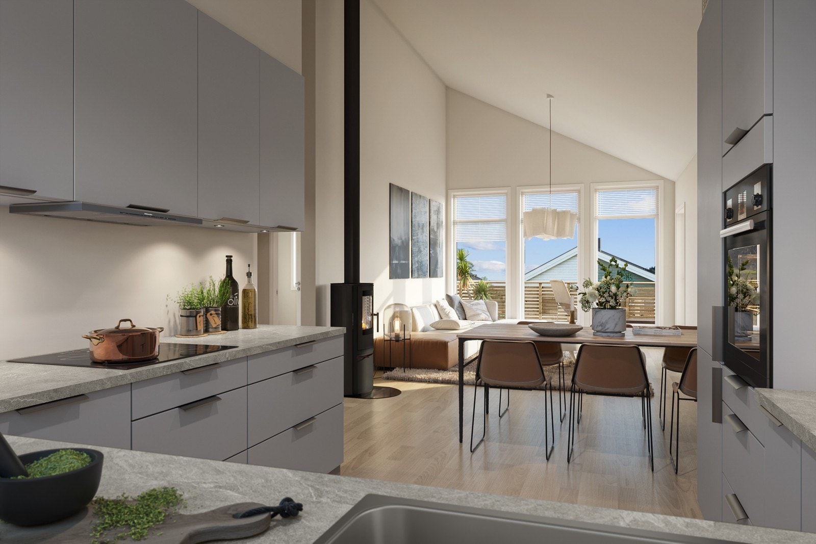 Illustrasjon stue/kjøkken Galleribilde