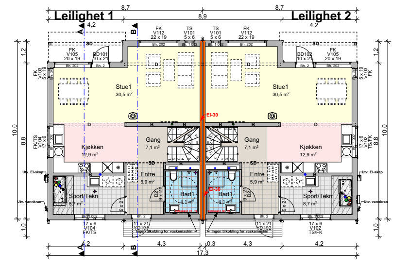 Plantegning 1. etasje Galleribilde