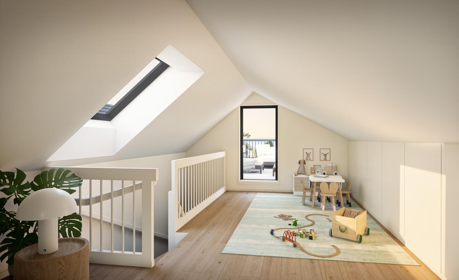 Alle boligene har en loftstue og private uterom som gir ekstra oppholdsrom med gode solforhold og utsikt. Galleribilde