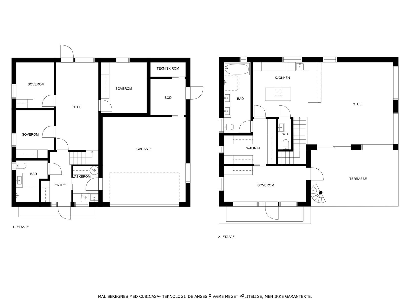 Plantegning begge etasjer i den solgte boligen. Kontakt megler for mer informasjon. Galleribilde