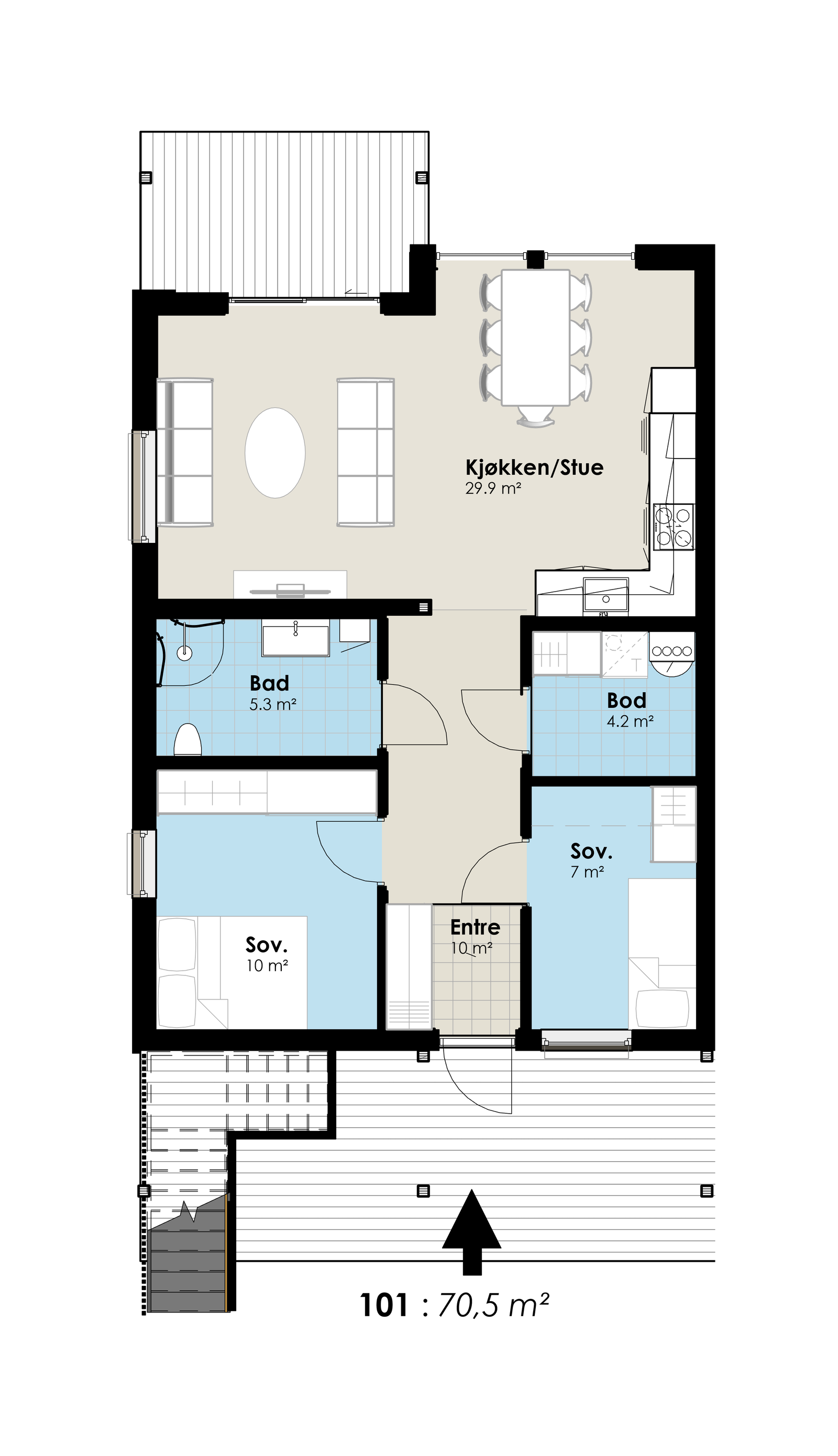 Leilighet 101 70,5 m2 Galleribilde