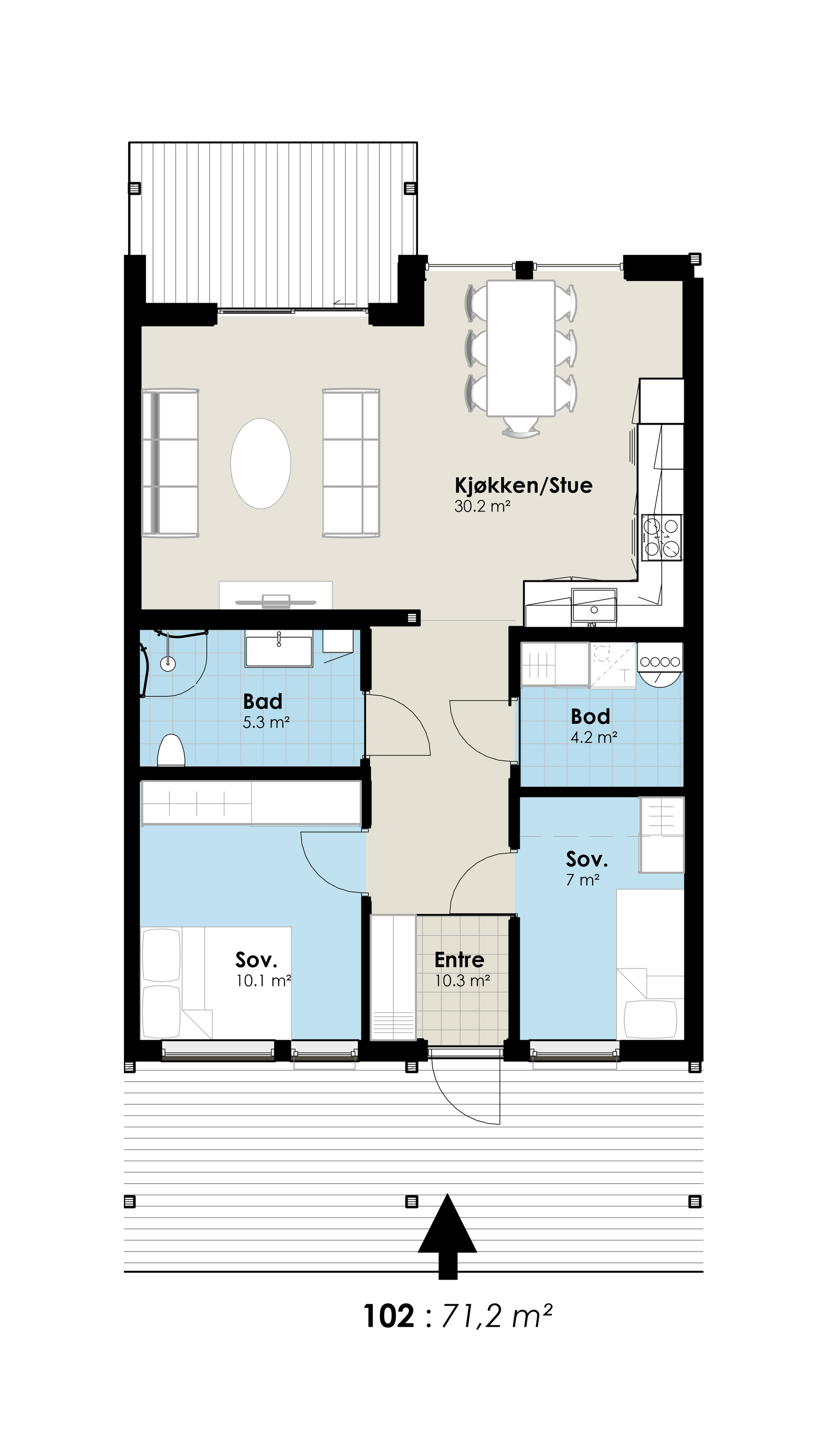 Leilighet 102 71,2 m2 Galleribilde