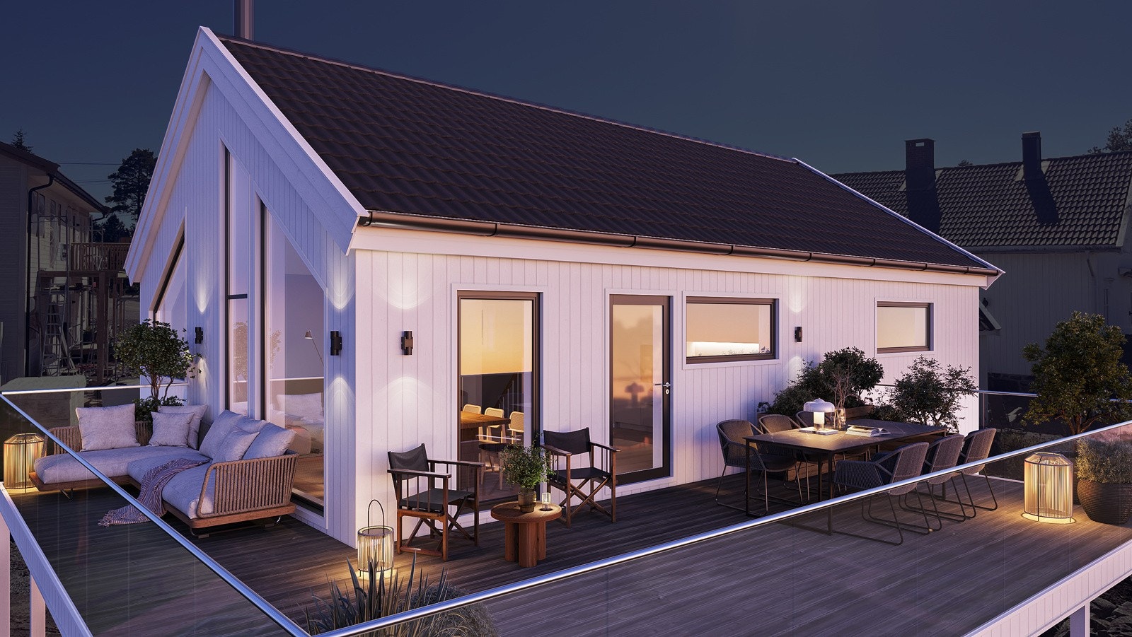 Terrassen om kvelden. (Illustrasjonsbilde) Galleribilde