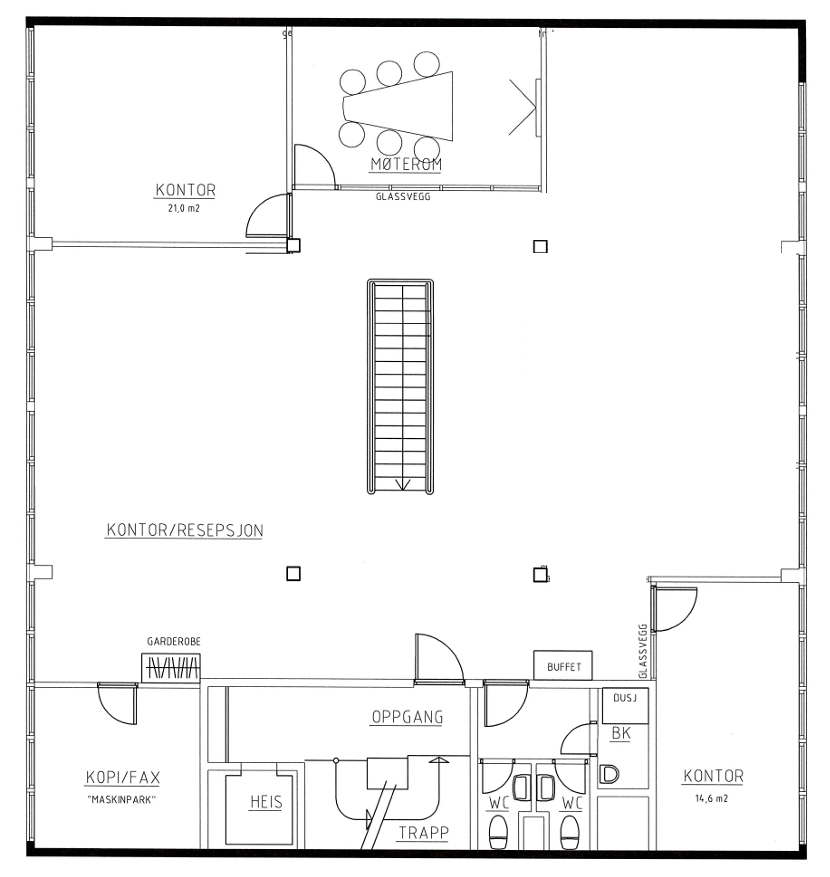Plantegning 2. kontoretasje Galleribilde