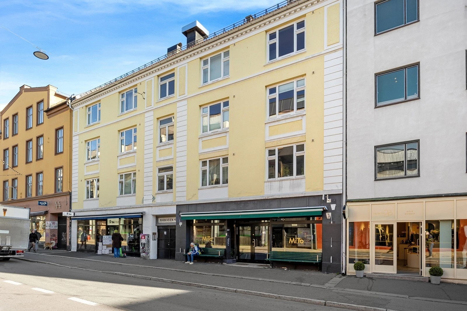 Fasade Markveien 46, sett fra populære Markveien. Galleribilde