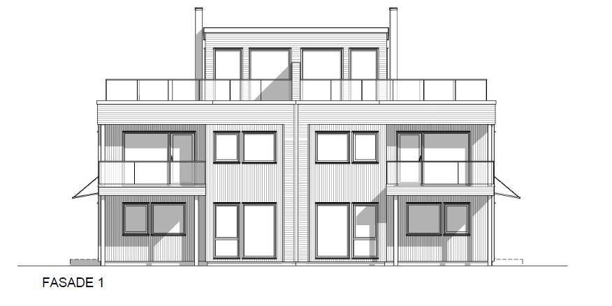 Fasadetegninger. Ledig del er til høyre, sørlig del. Galleribilde