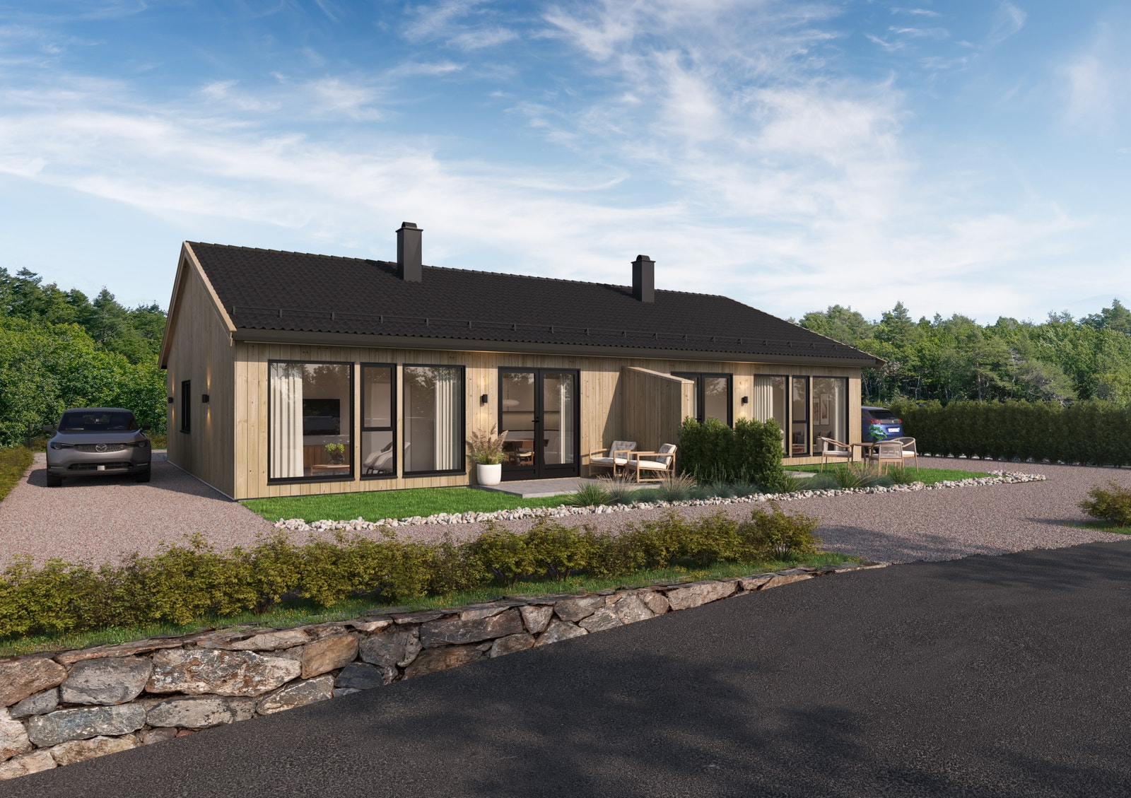 Boligen utvendig med Royal kledning og Alu beslått vindu Galleribilde