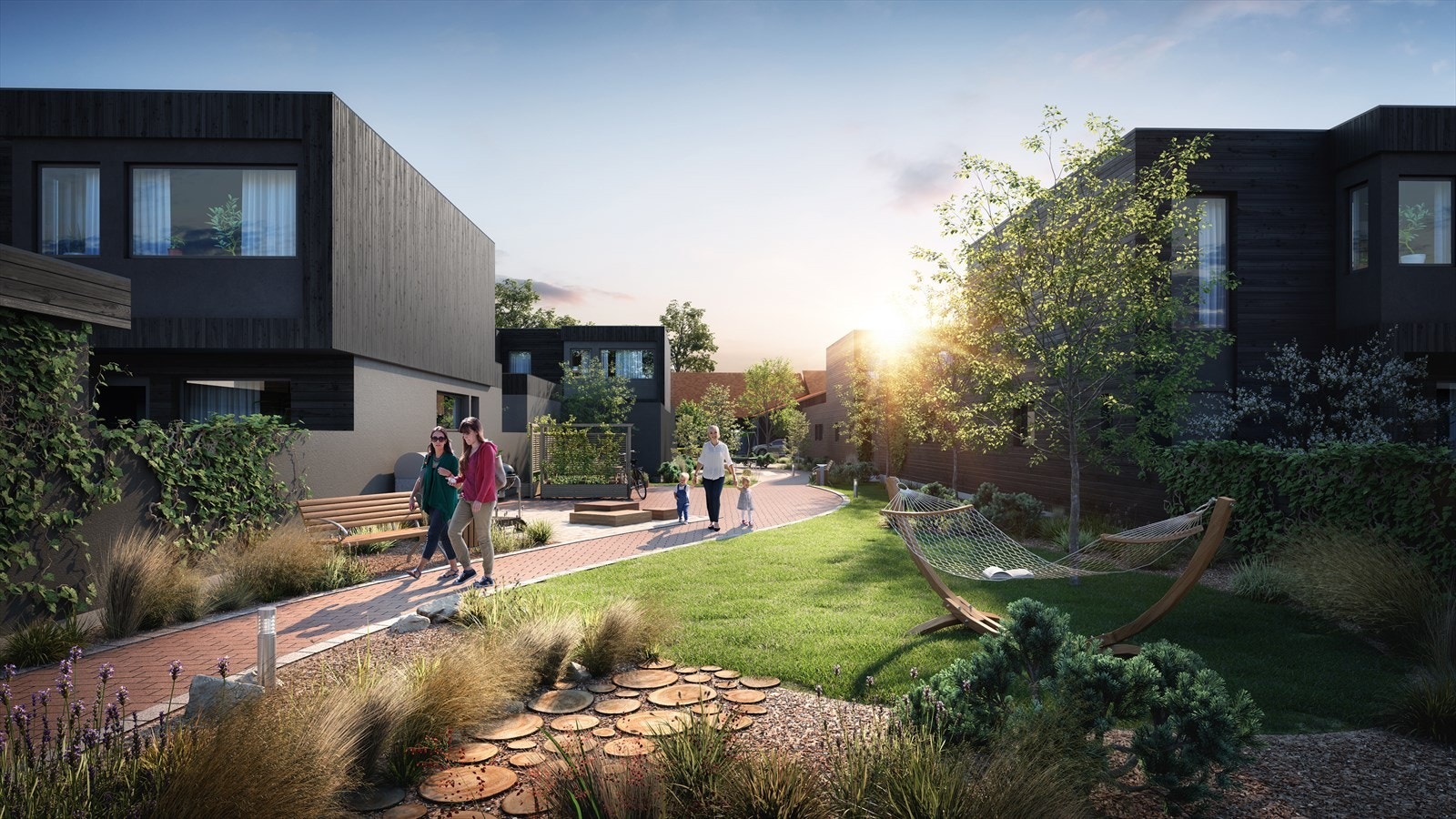 Illustrasjon - uteområdet i hagebyen på Bryne Galleribilde